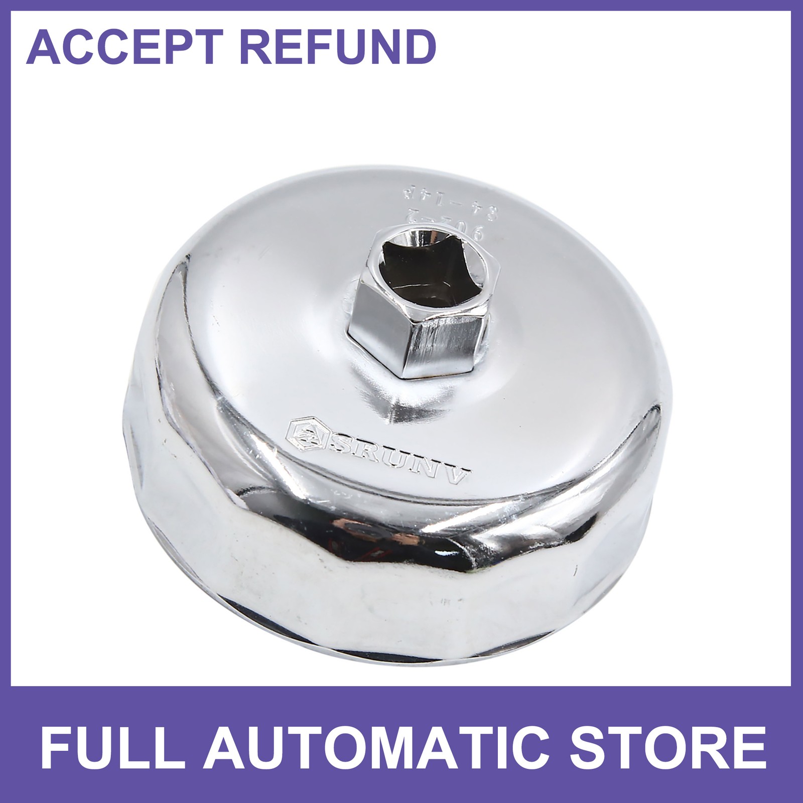 83-84mm 14 Flutes Silver Tone Metal Oil Filter Cap Wrench Socket Remover Tool