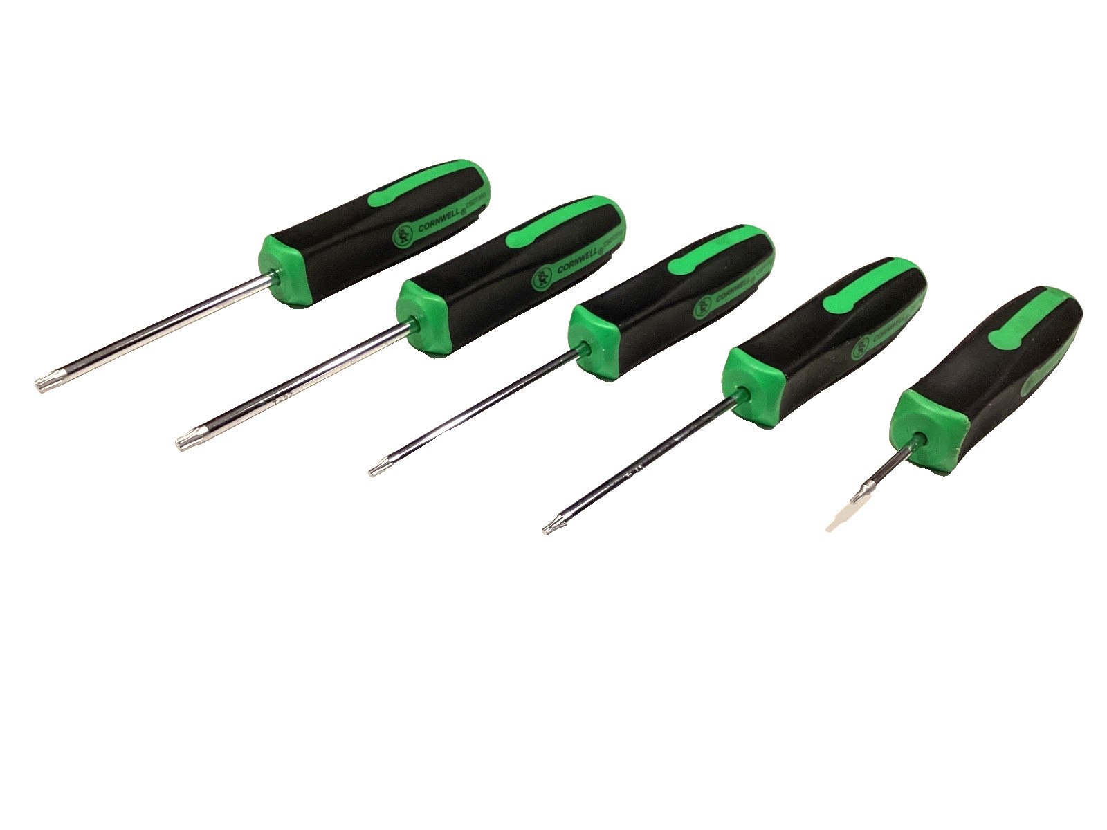 Cornwell Tools 5 Piece GREEN Handle Torx Screwdriver Set T8 To T30 NICE