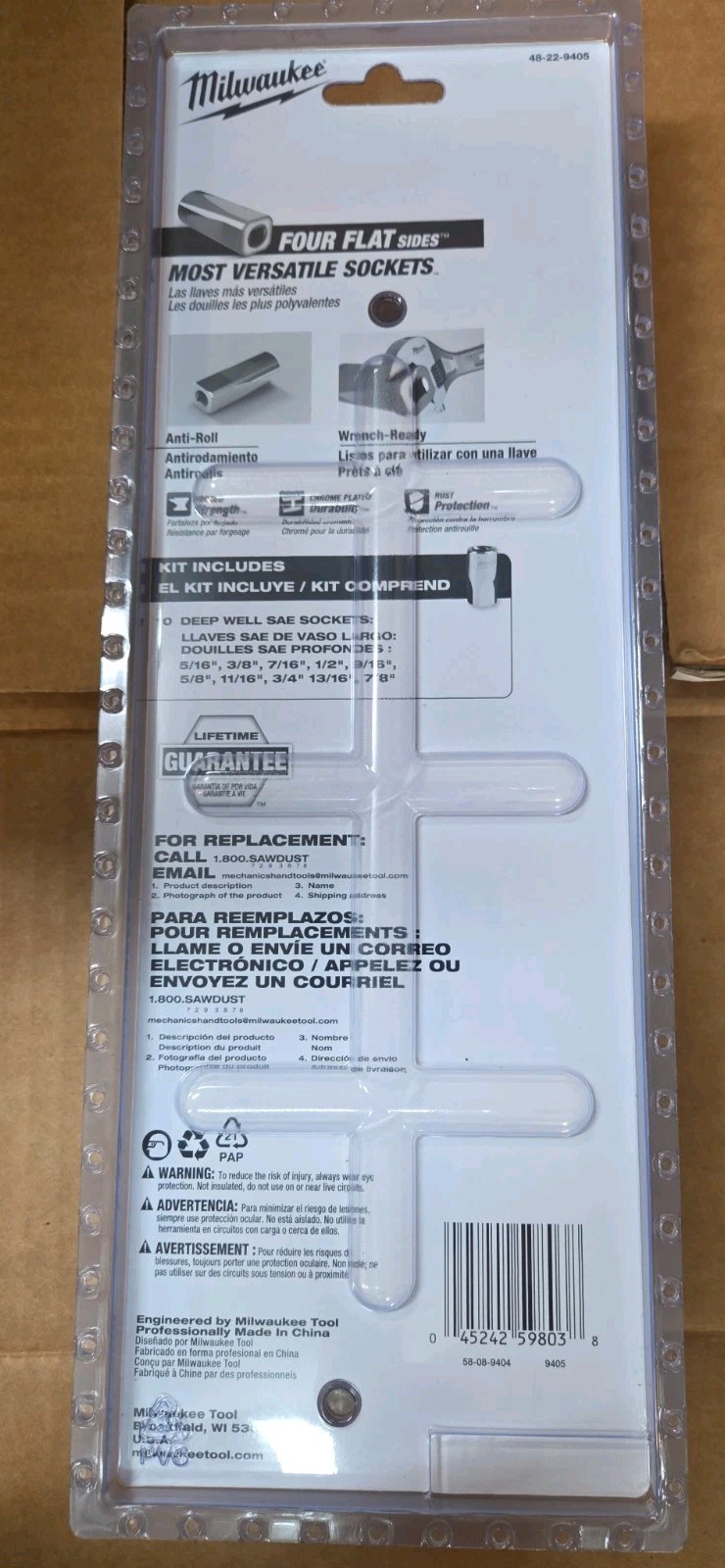 Milwaukee PRO 10pc 3/8″ dr Deep SAE Socket Set w/Rail 5/16″ to 7/8″ #48-22-9405