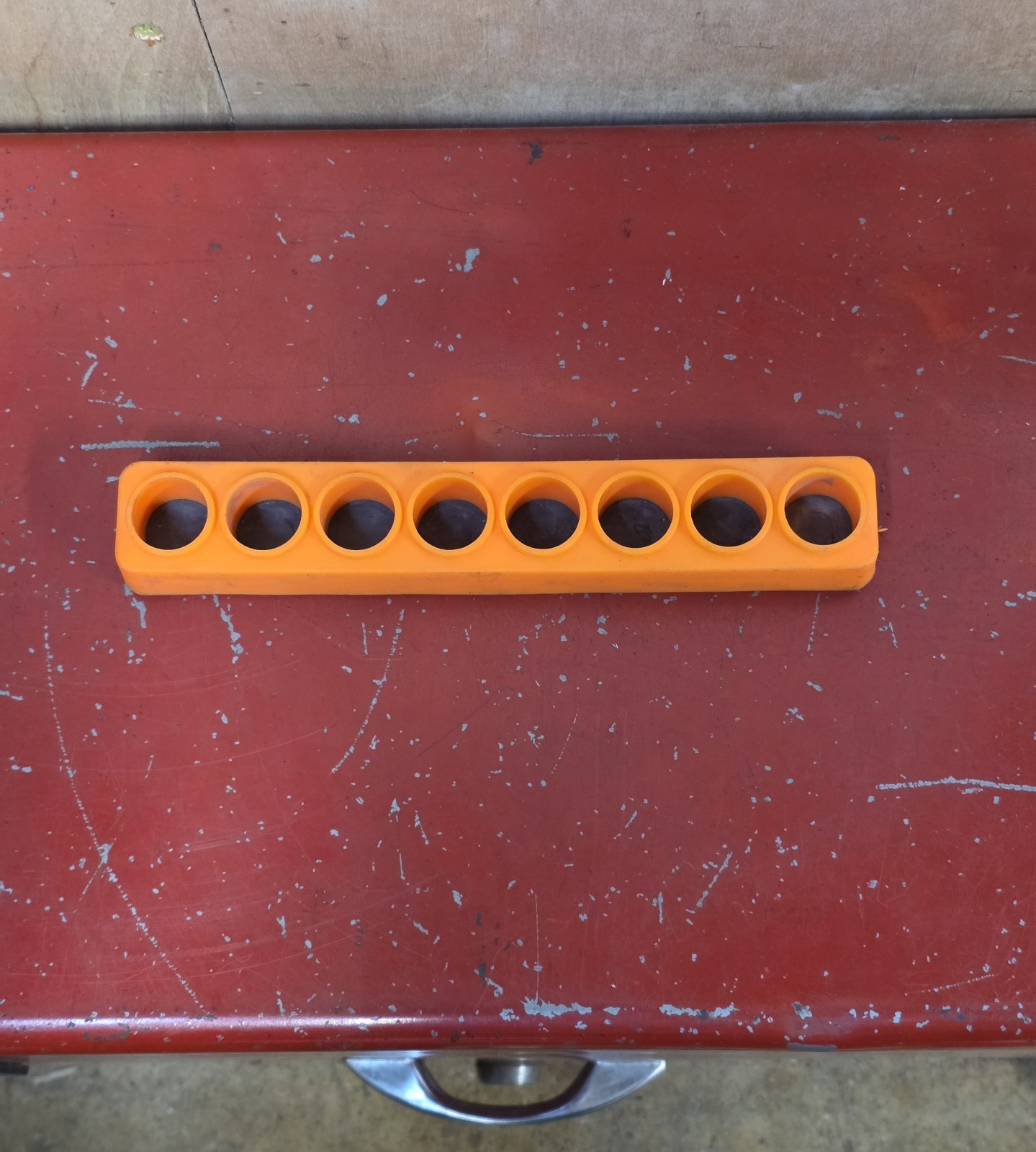 Magnetic 8 Hole 3/8″ Drive Socket Organizer Orange