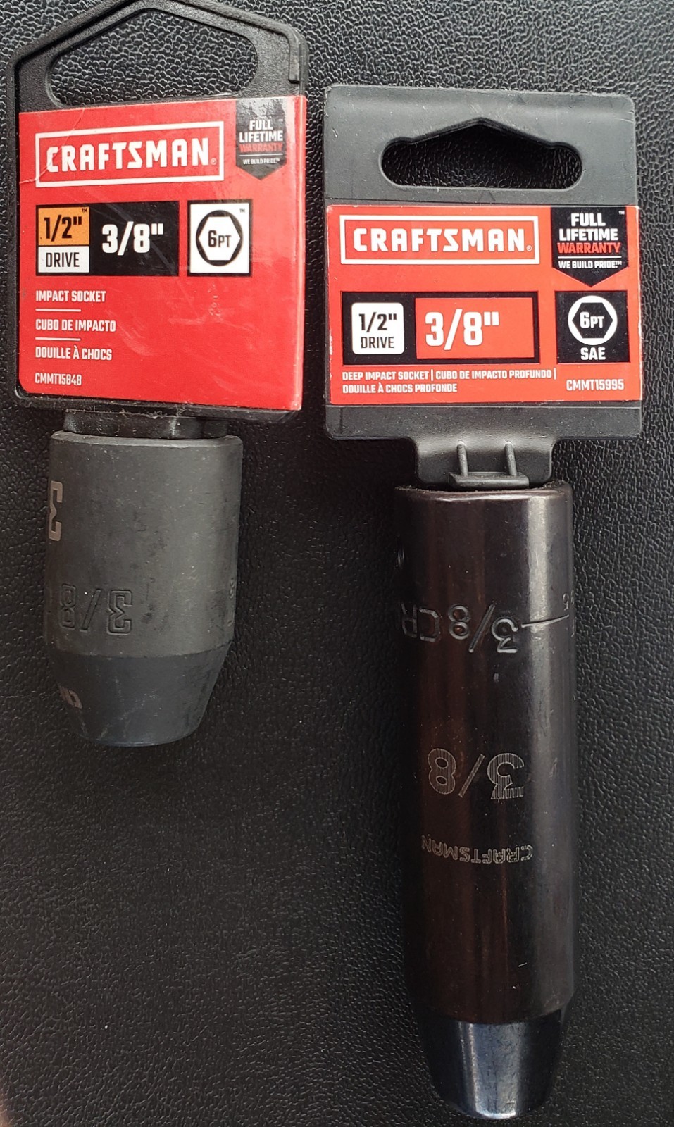 Craftsman 3/8 x 1/2″ Dr Impact Sockets- 6 Pt Shallow and Deep