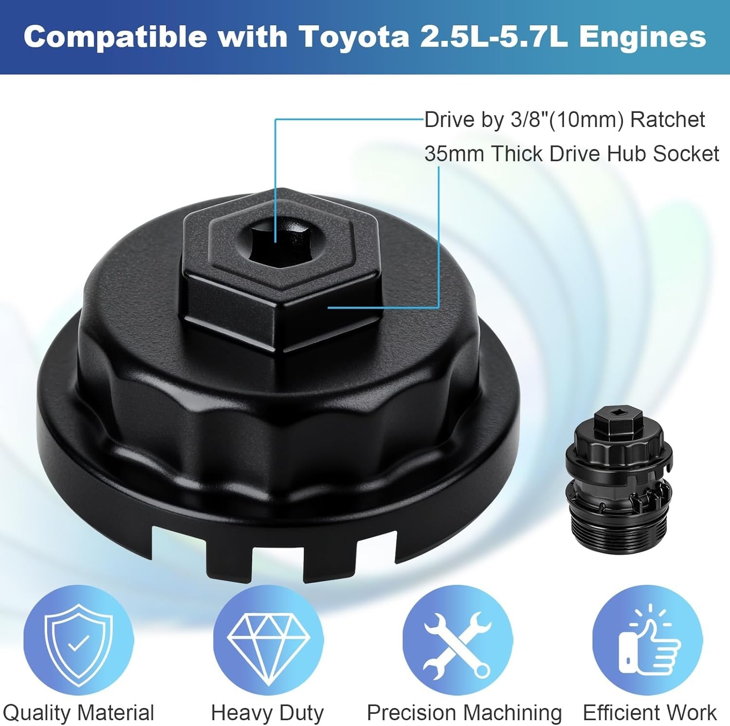 Oil Filter Cap Wrench Cup Socket Remover Tool 64MM 14 Flutes For Toyota Lexus