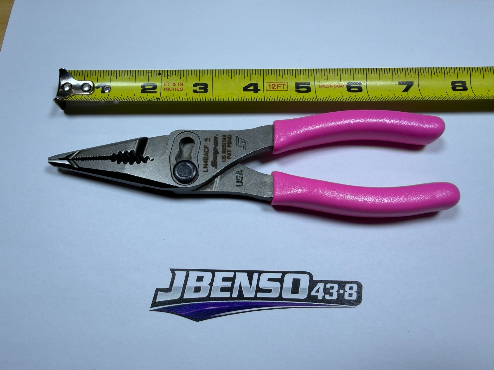 Snap-On Tools USA NEW PINK 7″ Soft Grip Long Nose Slip Joint Pliers LN46ACFP