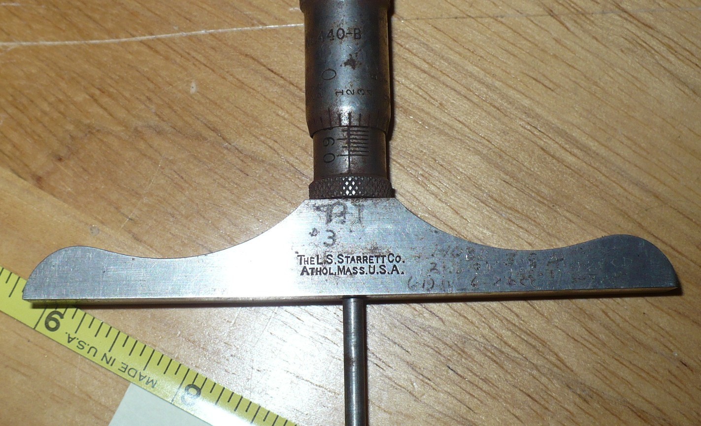 Vintage Starrett 440-B Depth Micrometer and Rods, Wooden Box
