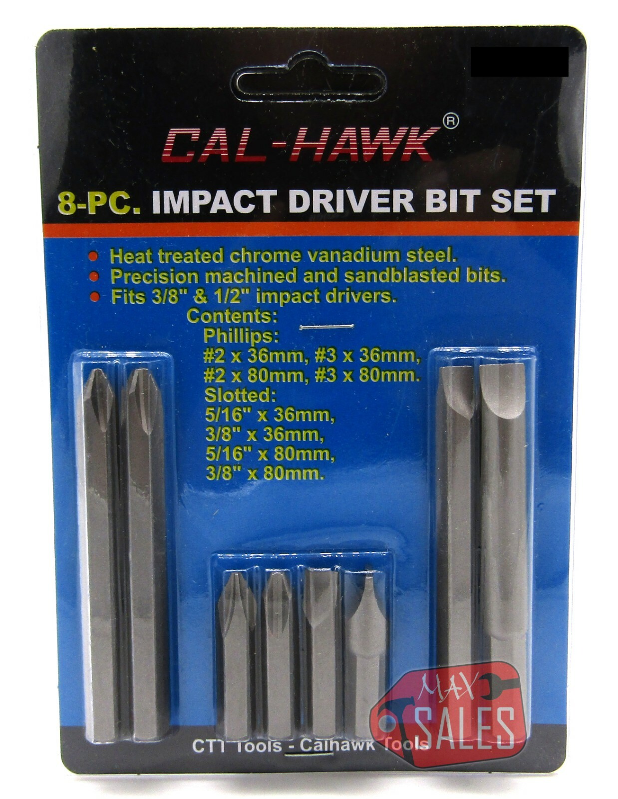 8pc Impact CR-V Driver Bit Set Screwdriver Kit Fits 3/8″ & 1/2″ Impact Drivers