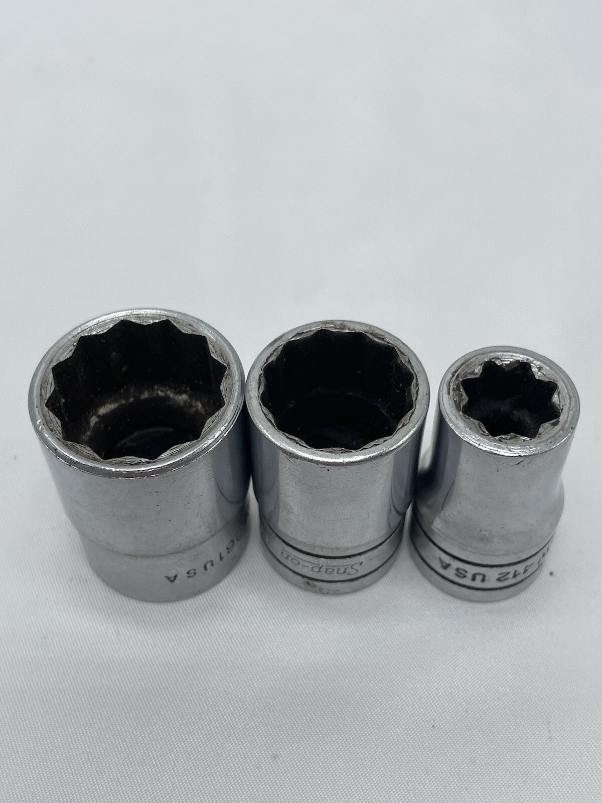 VTG Lot of 3 Snap On Sockets 11/16 SW221, 13/16 SV261 & 3/8 SW412