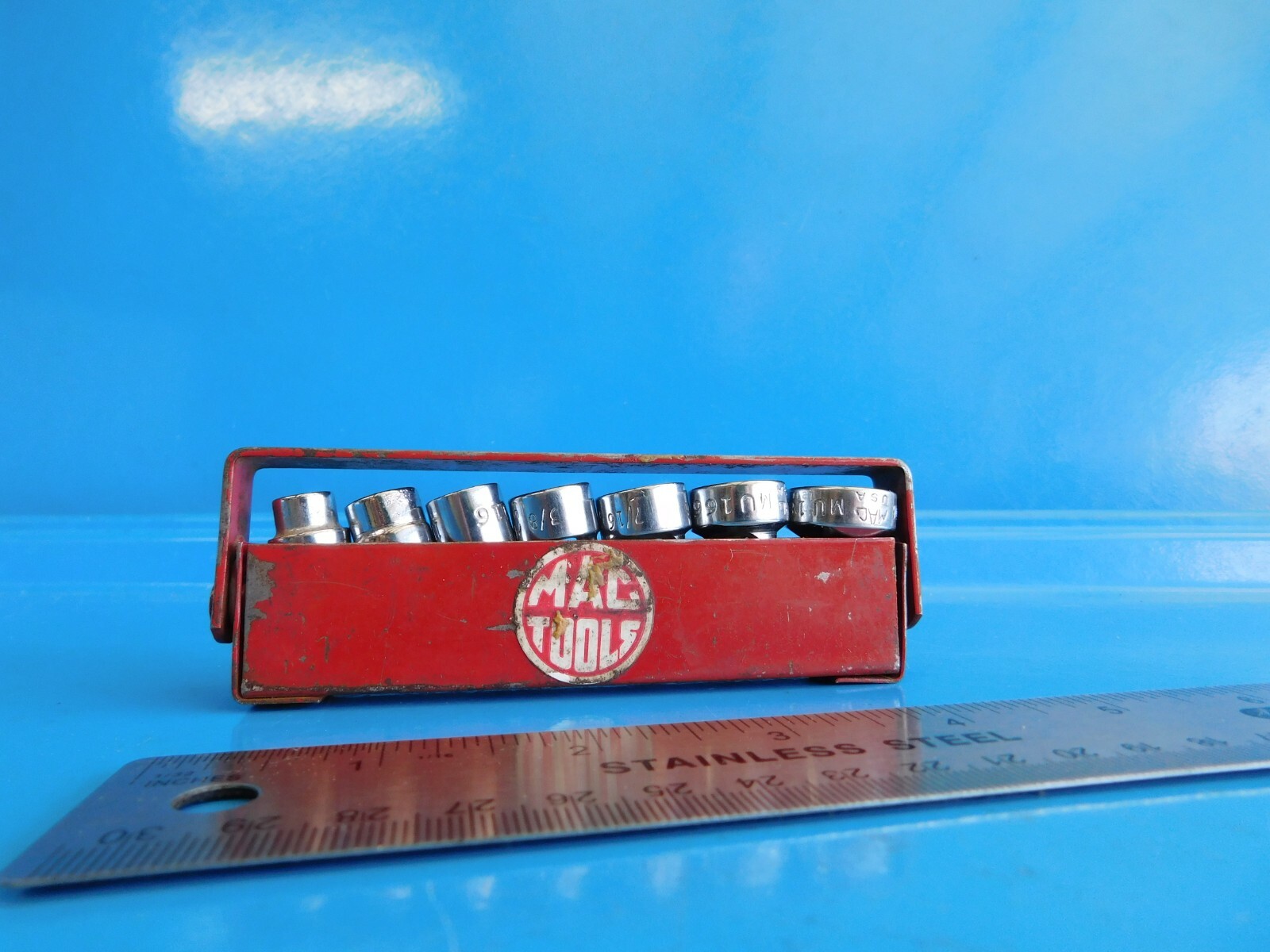 USED,MAC TOOLS «1/4 IN. THRU 9/16 IN » 1/4 DR. UNIVERSAL SOCKETS, LOT OF 7 USA