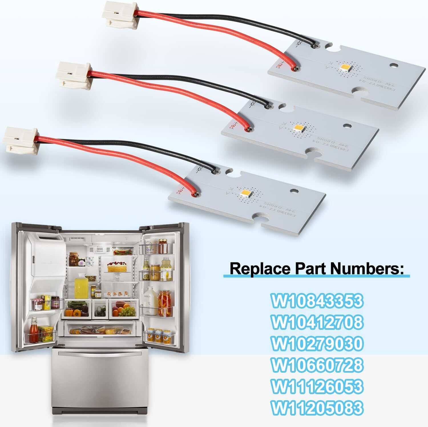 3PK W10843353 W11205083 W10695459 For Whirlpool Refrigerator LED Light Board