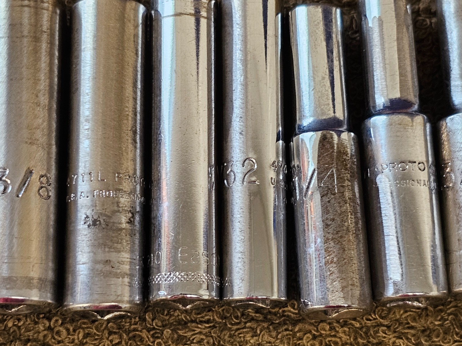 9 Proto Professional Deep Well Long Socket 1/4″ Drive Sae Set 1/2 3/8 3/16 4716L