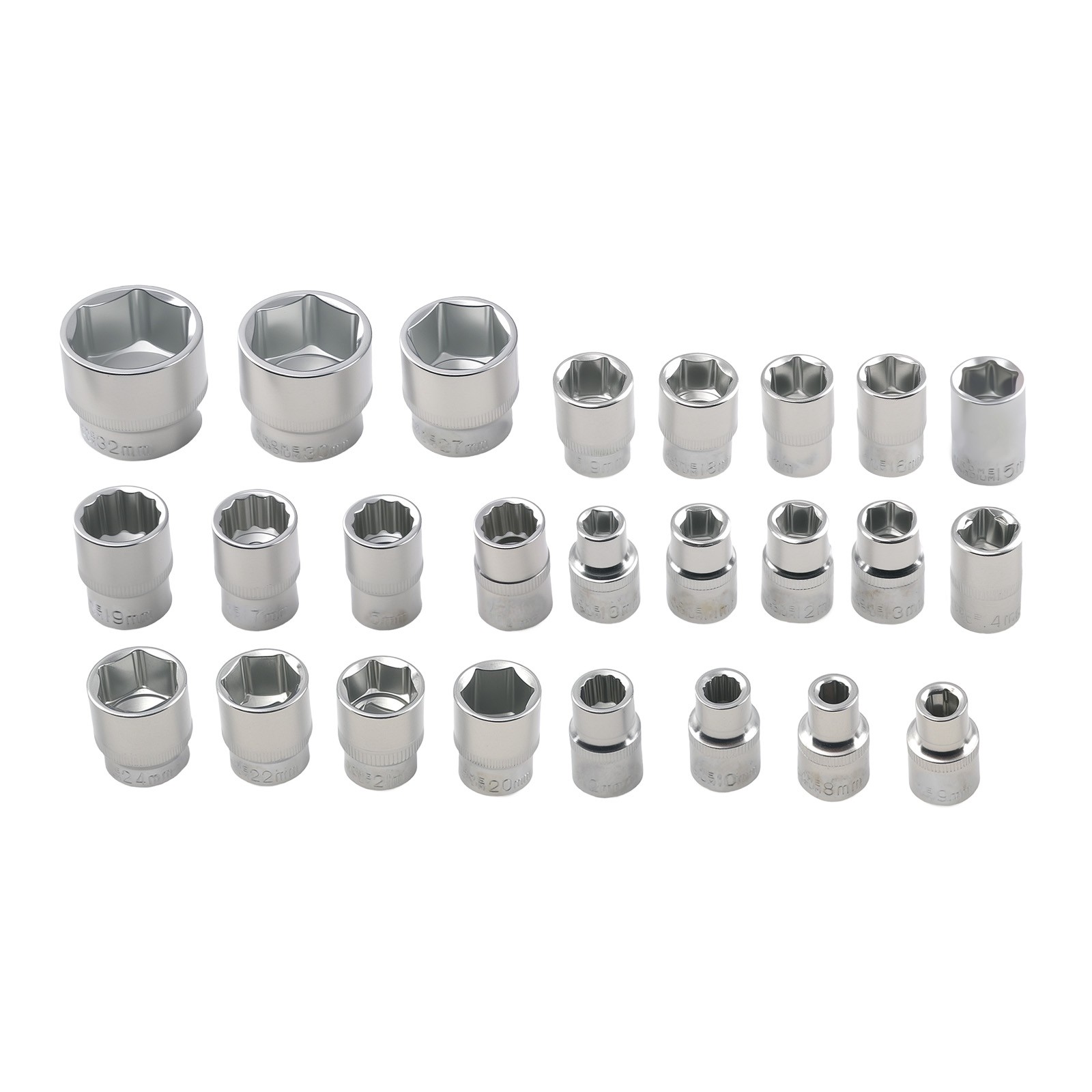 1/2″ Socket Set 32PCS 8-32mm 6-Point 12-Point Chrome Ratchet Wrench Tool Kit