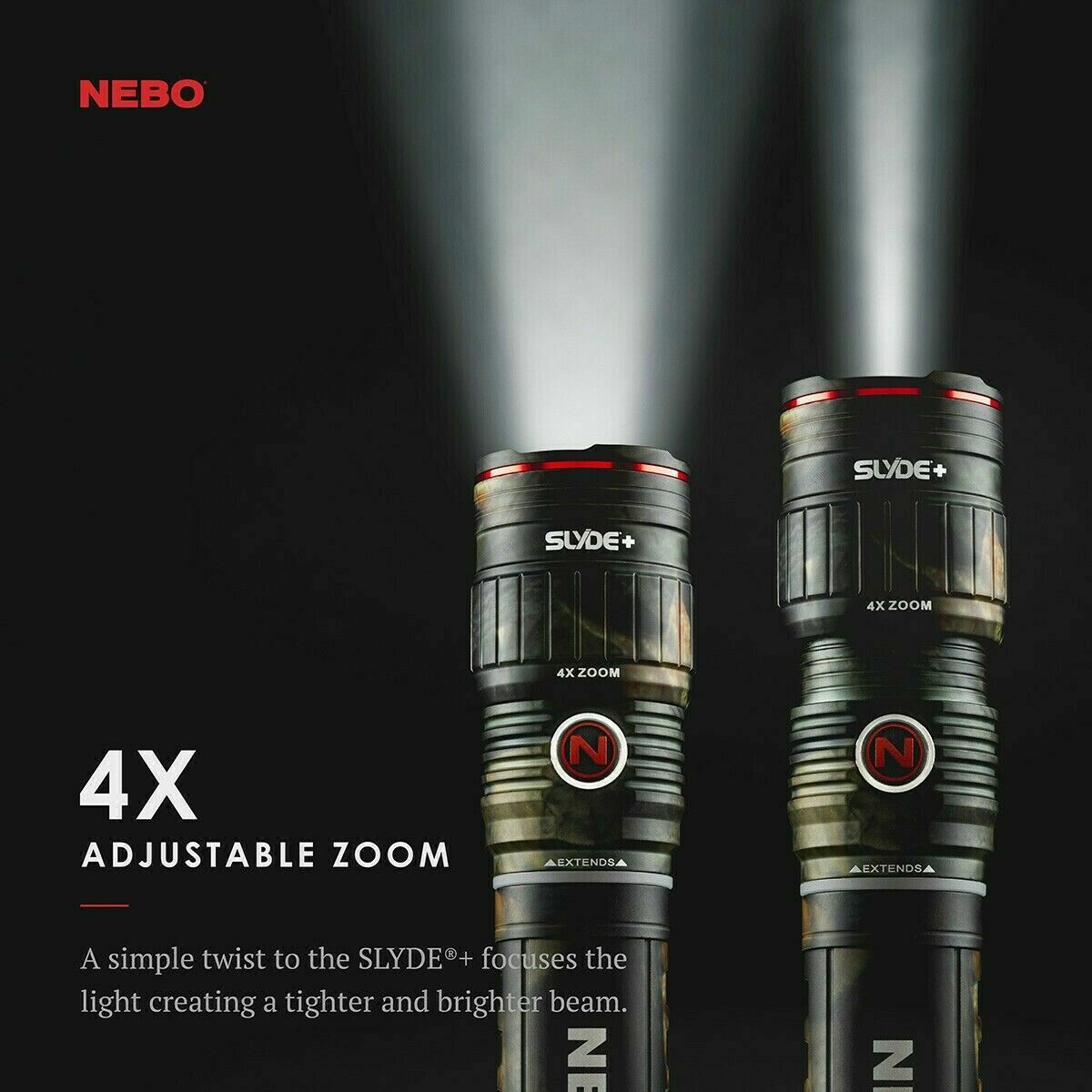 Nebo CAMO Slyde+ Flashlight/Worklight Focusing Beam Magnetic #6618 4 AAA Battery