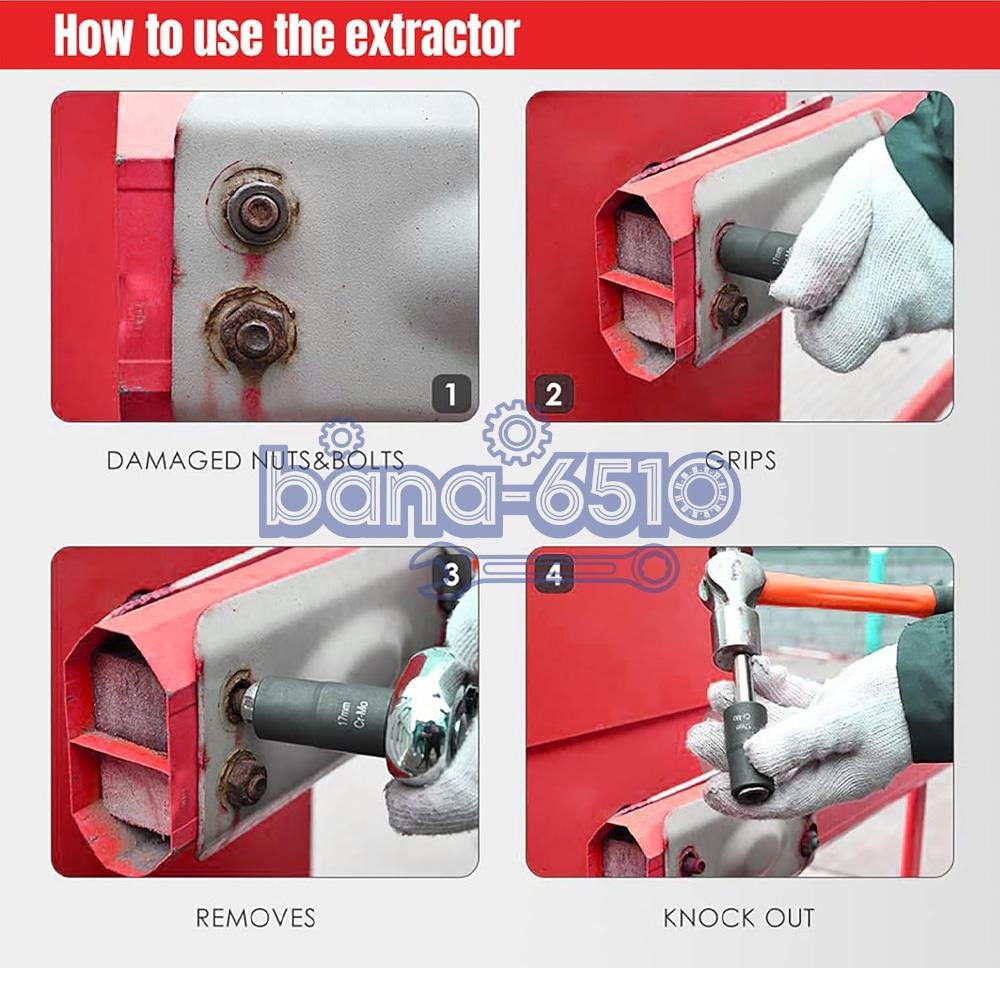 5Pcs Twist Socket 1/2” Drive For Wheel Lug Nut Damaged Removal and Extractor US