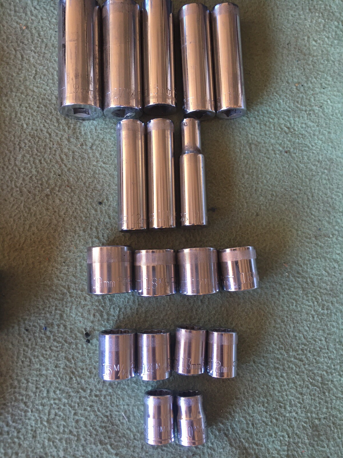 Craftsman Vintage Metric mm 12-6 Point Socket Set lot of 39-V-VV Great Condition