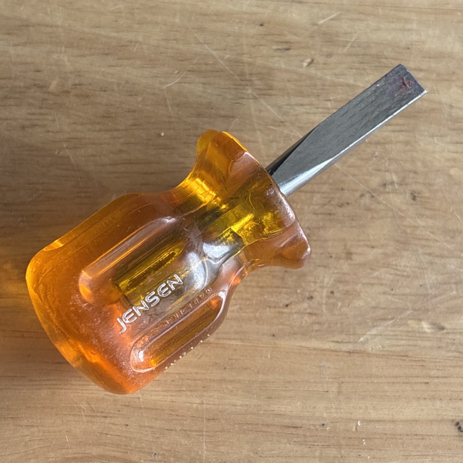 Jensen Tools 1/4″ Flat Slotted Stubby Short Screwdrvier Orange 36B141 USA