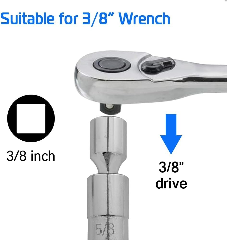 5/8″ Swivel Magnetic Spark Plug Socket 3/8 Inch Drive x 4″ Total Length 12-Po…