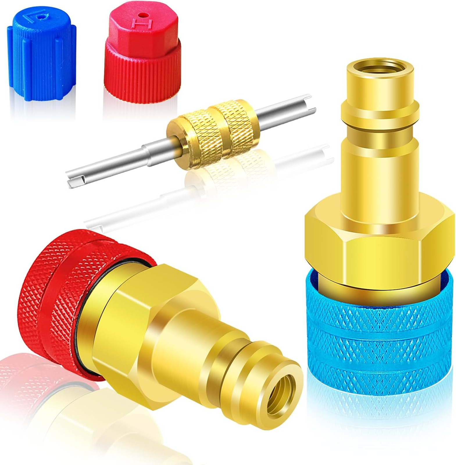 R1234yf to R134a Adapter Kit, Car Air Conditioning Conversion Adapters, Brass