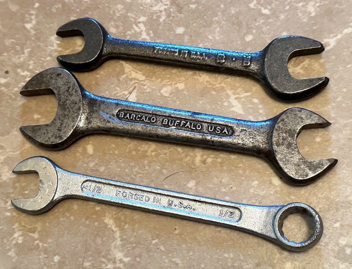 🇺🇸 Vintage USA Offset Open Combo Wrench Set Buffalo Barcalo Lot Antique Open