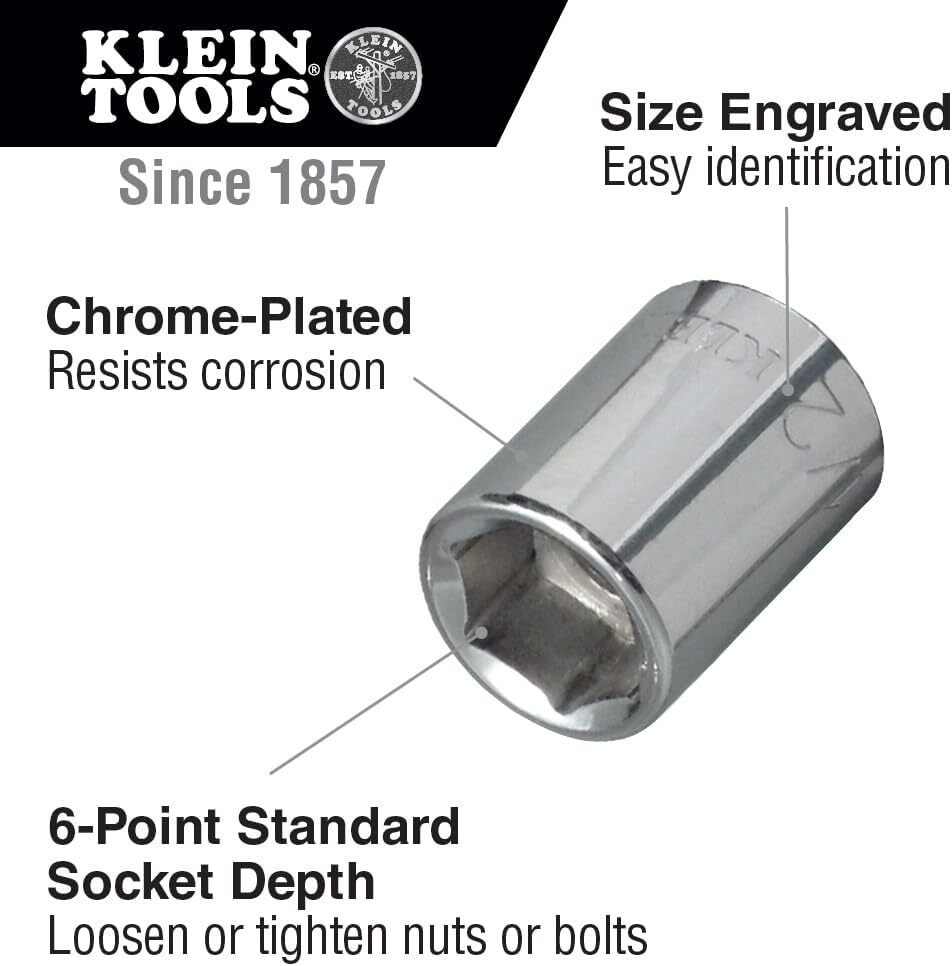 Klein Tools 65500 1/4-Inch Drive Socket Wrench Set with Spinner