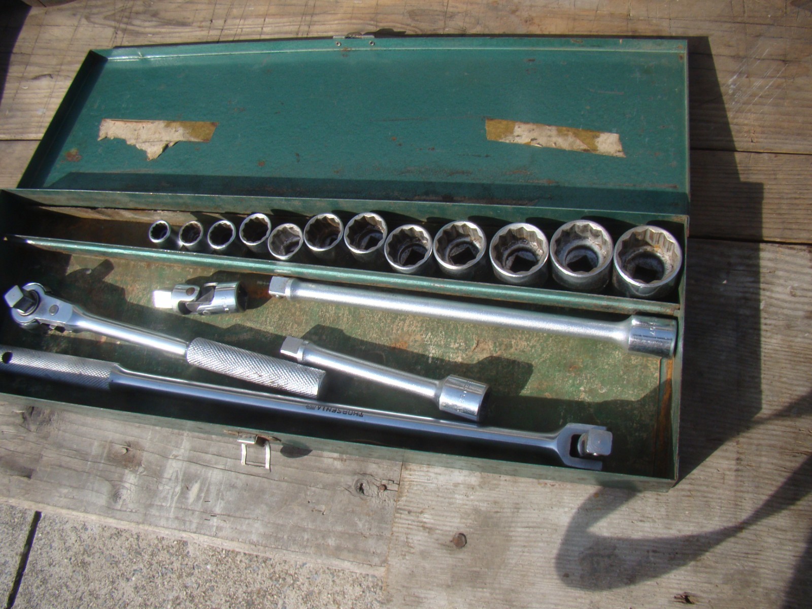 Vtg Thorsen 18pc 1/2″ Drive Socket Set 1218 Made In USA Ratchet SAE 12 Pt