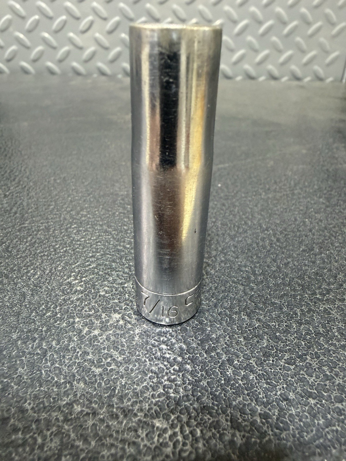 Vtg 7/16″ Craftsman V-Series P/N 43331 – 3/8″ Drive 6-Point Deep Socket USA Made