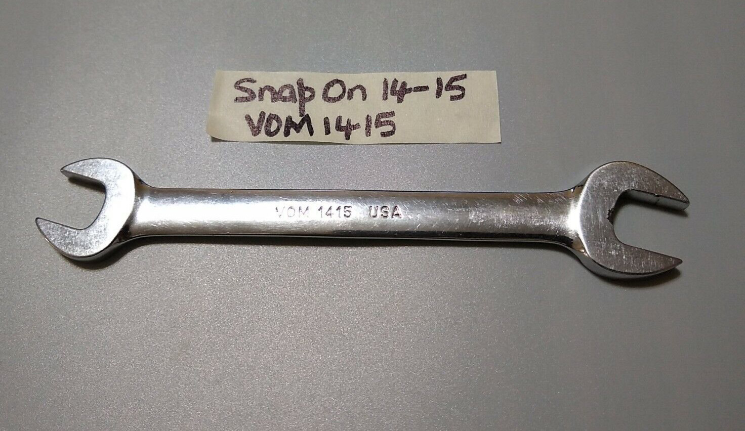 SNAP ON VOM1415, 14MM. X 15MM. OPEN END WRENCH 6.9″ LONG.