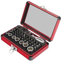 Sunex Tools 9732 44 Piece Mini 1/4″ Drive Dual Flex Head Ratchet with Socket