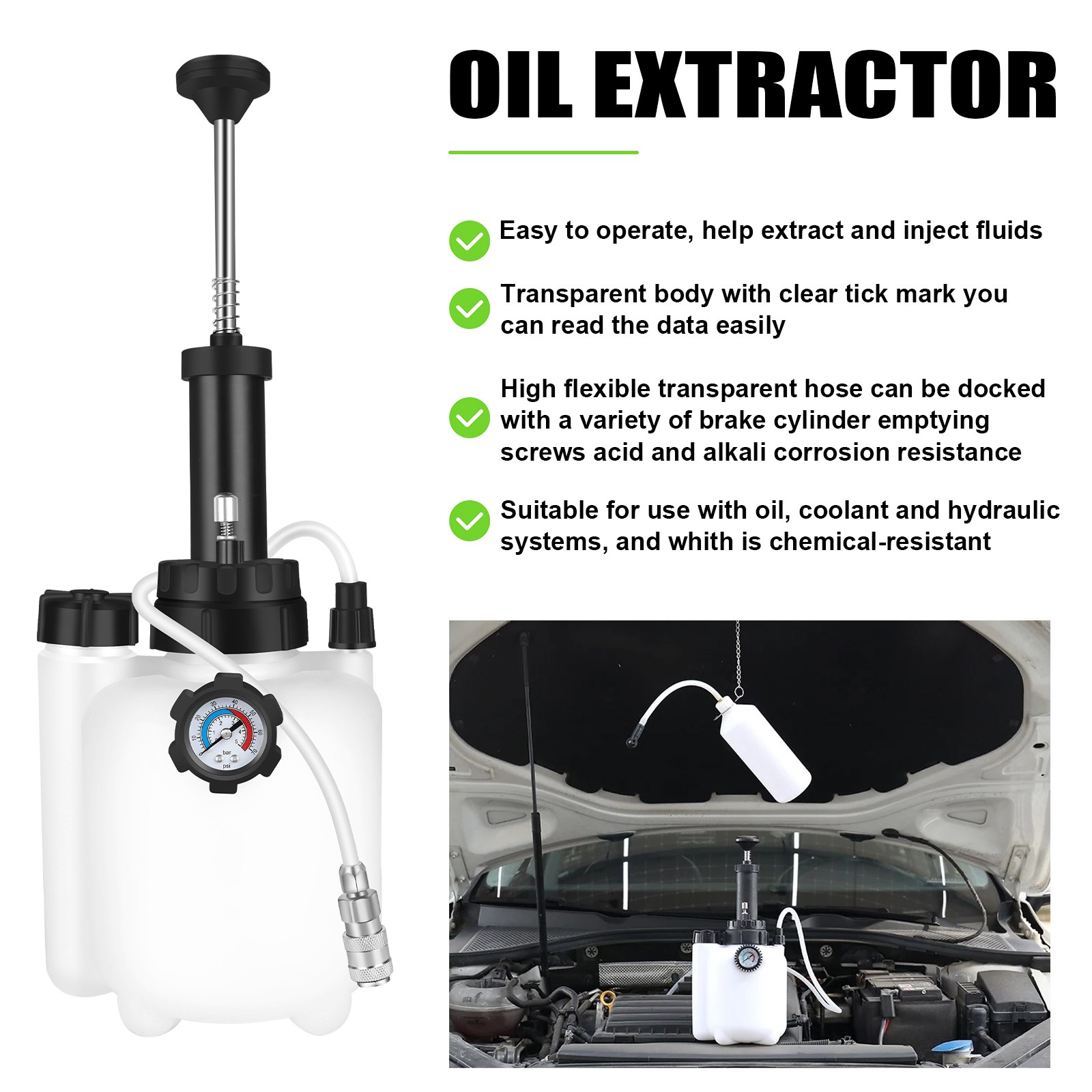3L Car Brake Bleeding Clutch Fluid Bleeder Pneumatic Vacuum Pump Tester Tool Kit