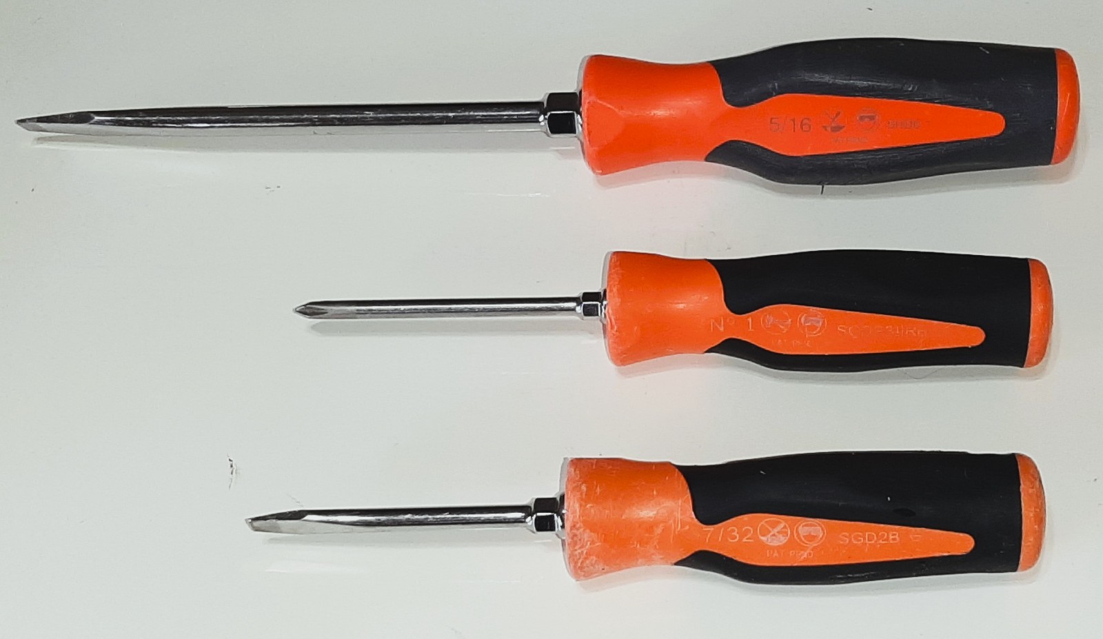3 Snap-On Tools Instinct Orange Soft & Hard Grip Screwdriver Phillips & Flat Tip