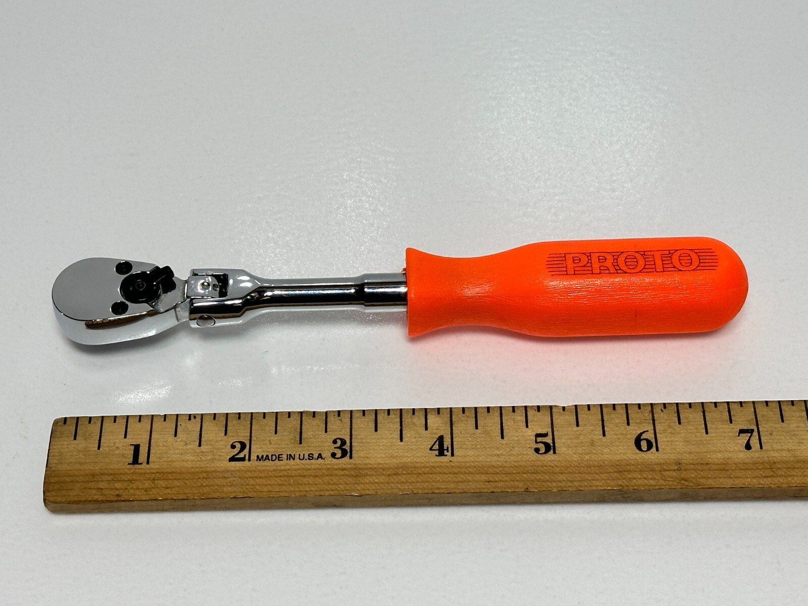Proto USA Spinflex Flex Head 4750 1/4 Dr. Ratchet Hi-Viz Orange Hard Handle, NOS