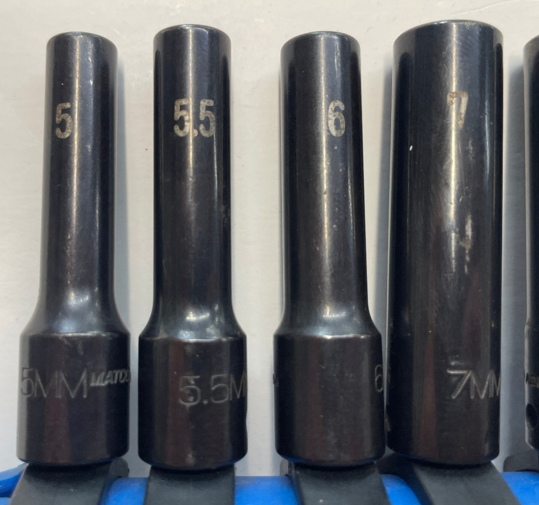 Matco Tools Non-Slip Deep 1/4″ Drive Impact Socket 12 Piece Set Metric 5-15mm