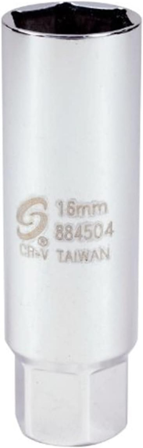 Precision 16mm Spark Plug Socket, 3/8″ Drive Thin Wall Design, Polished Finish