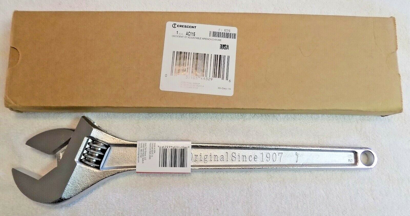 New Adjustable Wrench Crescent Brand USA 15″ 15 Inch 1 11/16″ Capacity AC115