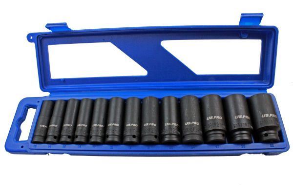 US PRO 13pc 1/2 Dr 12pt Deep Impact Sockets Metric 13 – 32mm 1683