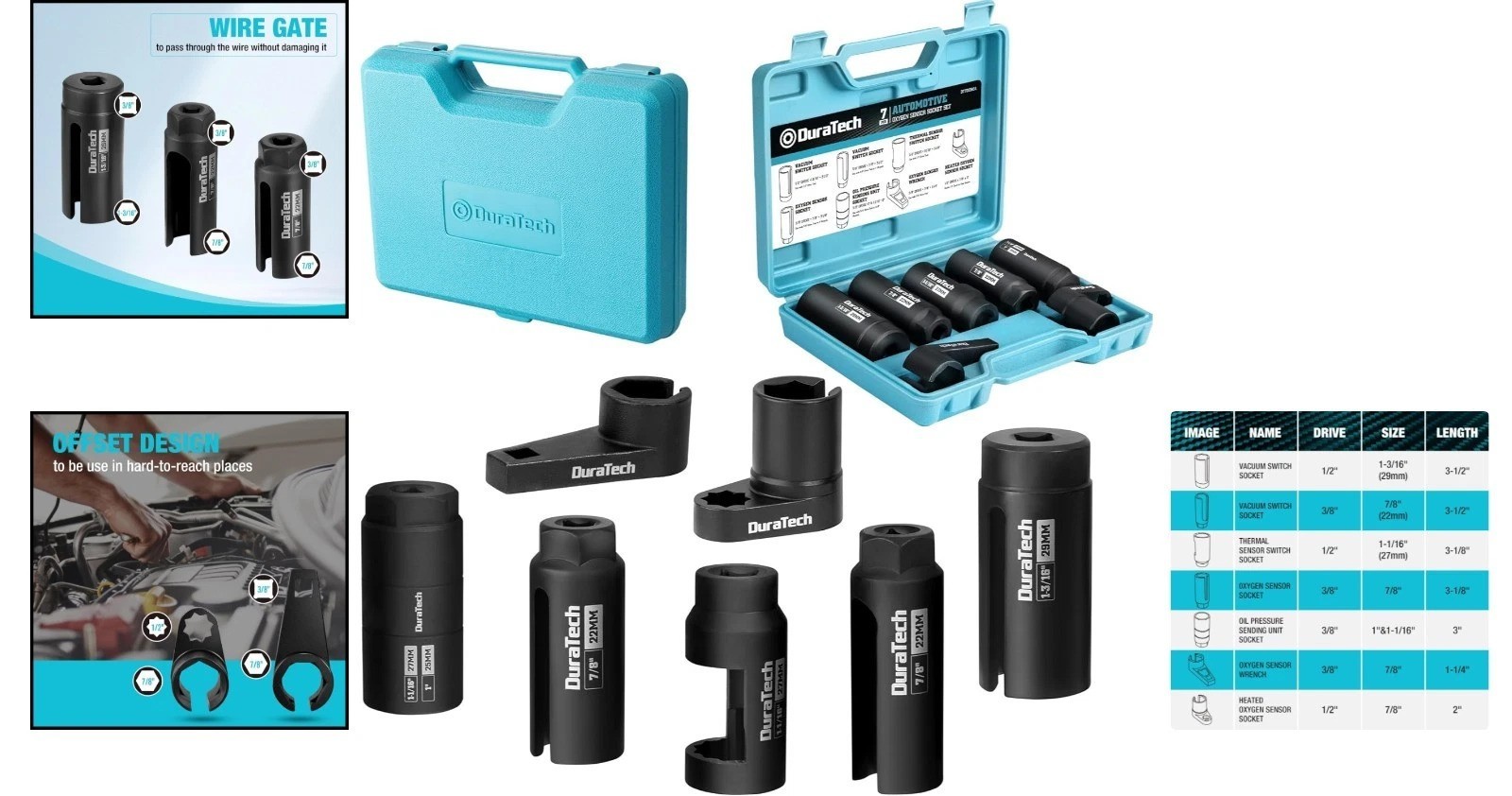 7-Piece O2 Sensor Removal Tool Set – Corrosion Resistant Design