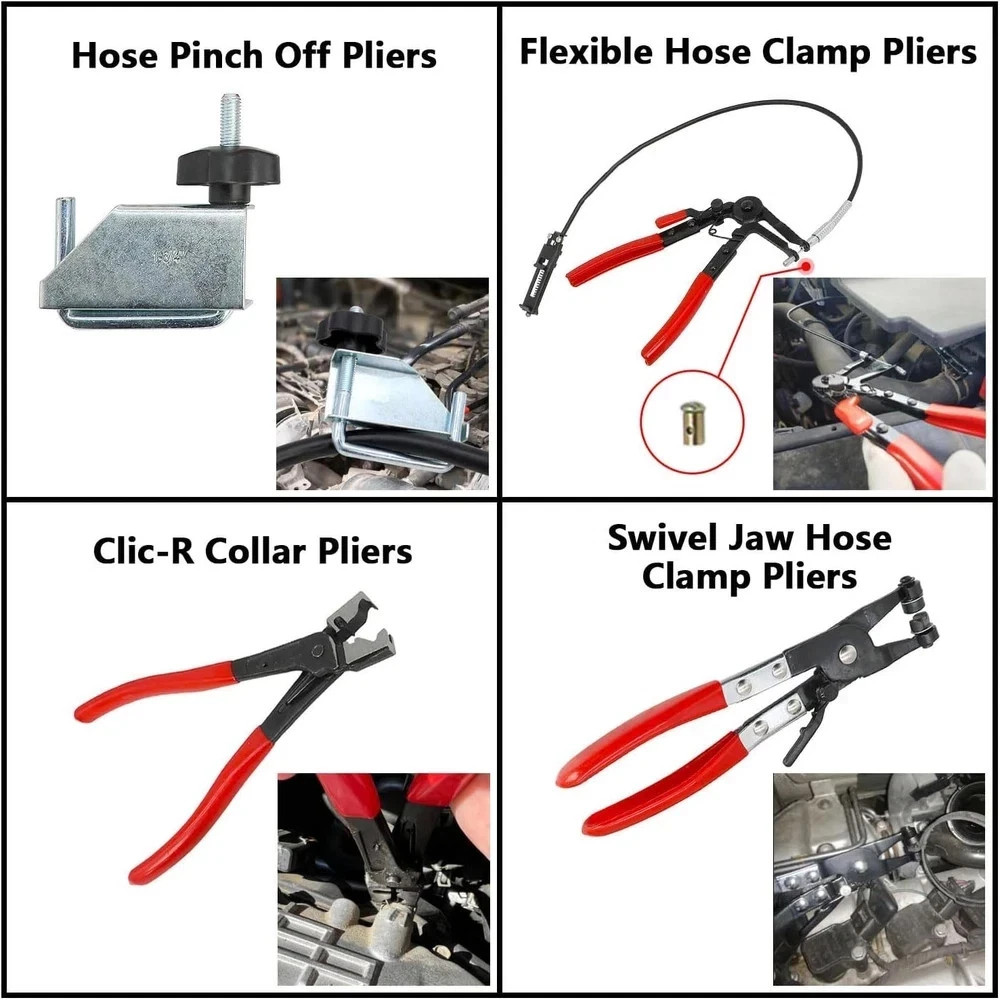 DPTOOL Hose Clamp Pliers Set 15pcs Removal and Installation Red