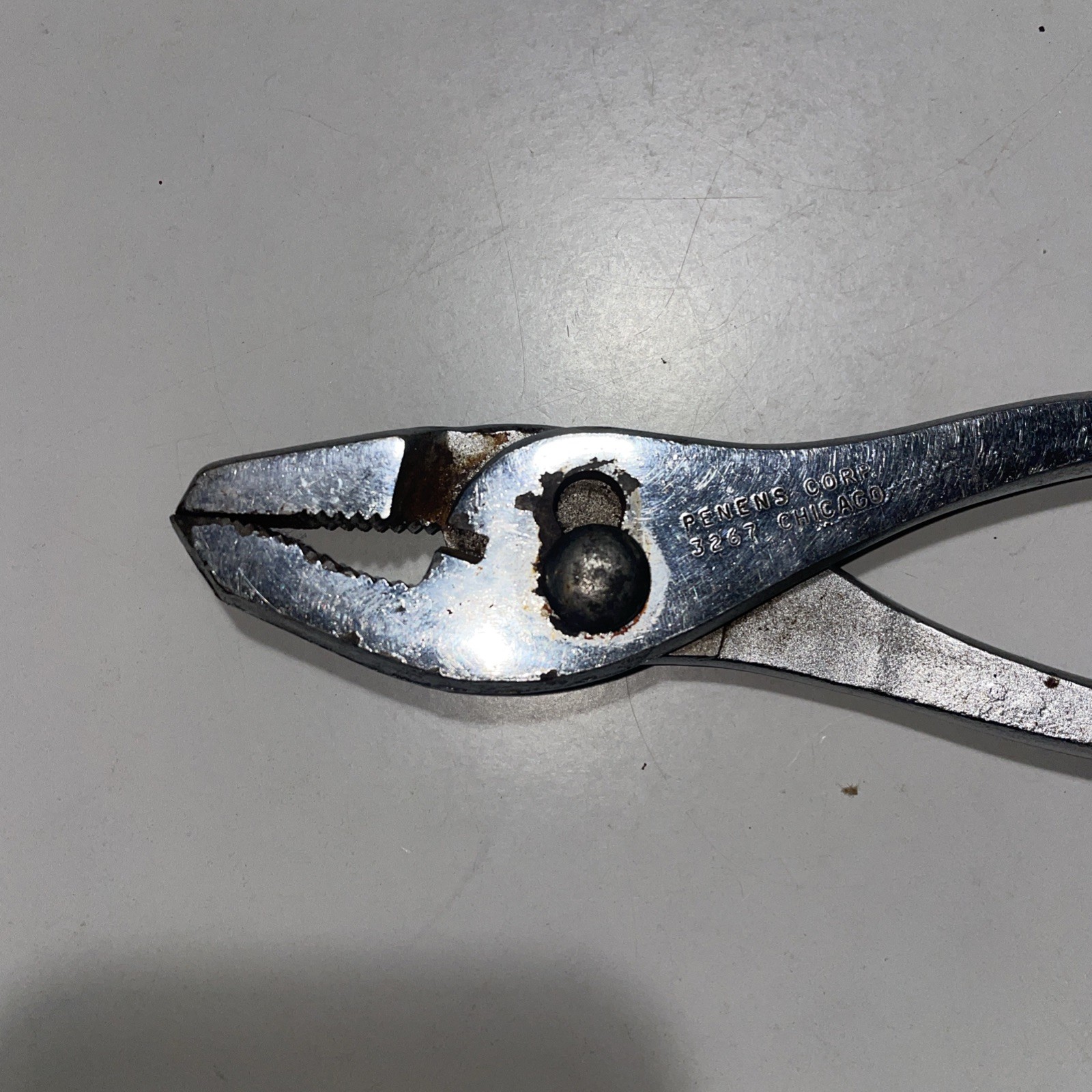 Rare Vintage Penens Corp 3267 Slip Joint Pliers Knurled Handle Chicago USA