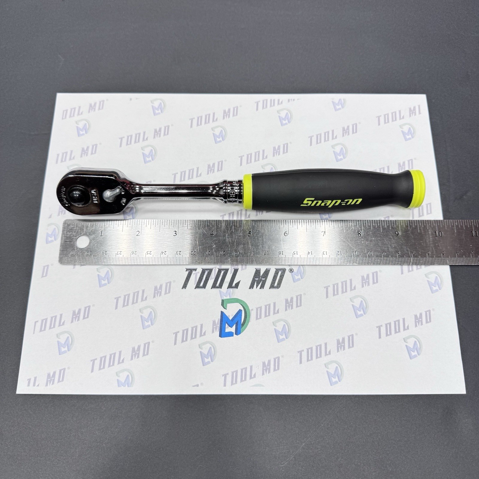 Snap-on Tools NEW 3/8″ Drive HI VIZ YELLOW Soft Grip QUICK-RELEASE Ratchet FHR80