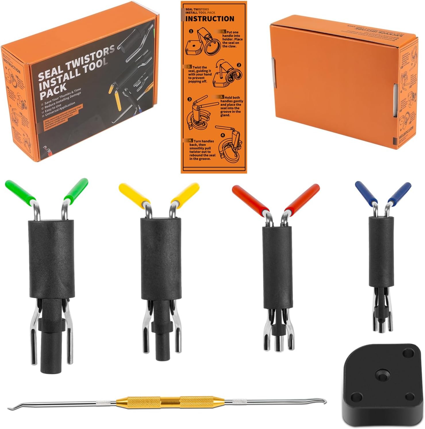 U-Cup Seal Installation Tool Set for Hydraulic Cylinders 20mm-165mm w/Seal Pick