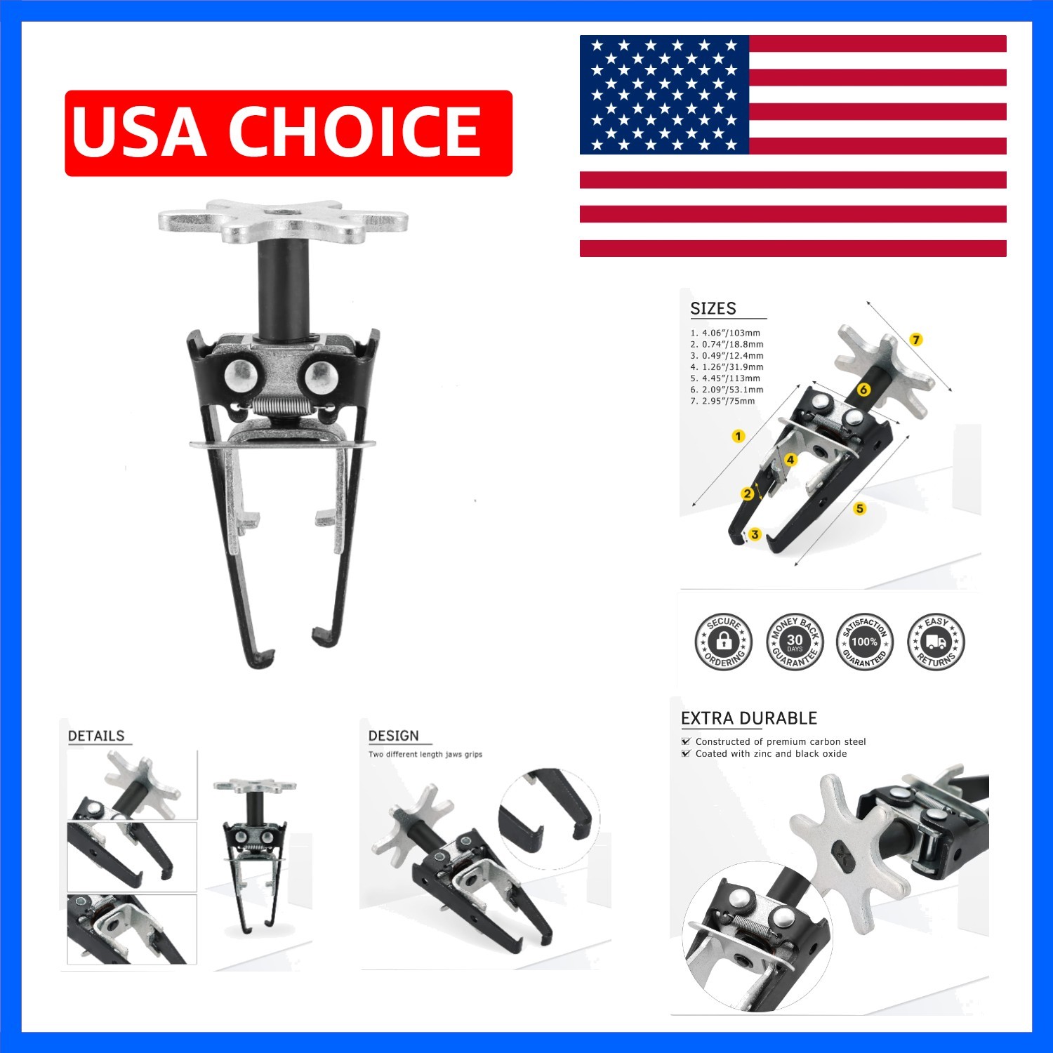 Corrosion-Resistant Valve Spring Compressor with Adjustable Jaws for Mechanics