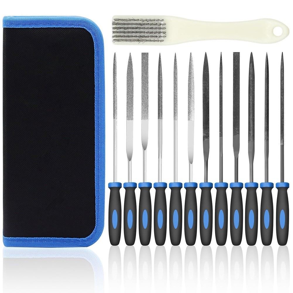 13-Piece Metal Needle File Set with 6 Diamond Files 6 Steel FilesCleaning