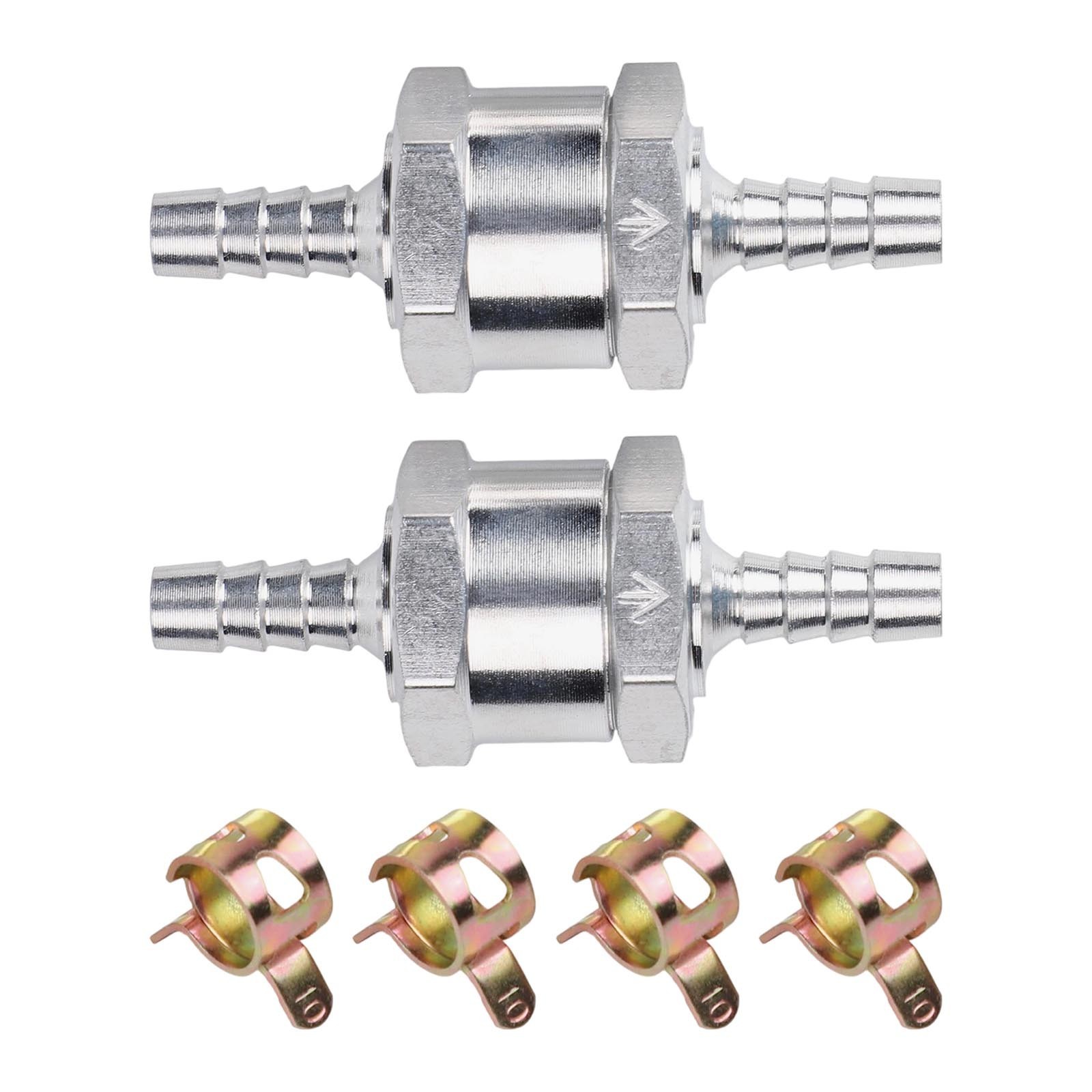 Fuel System Check Valves 2x6mm with 4 Clamps for Multiple Applications