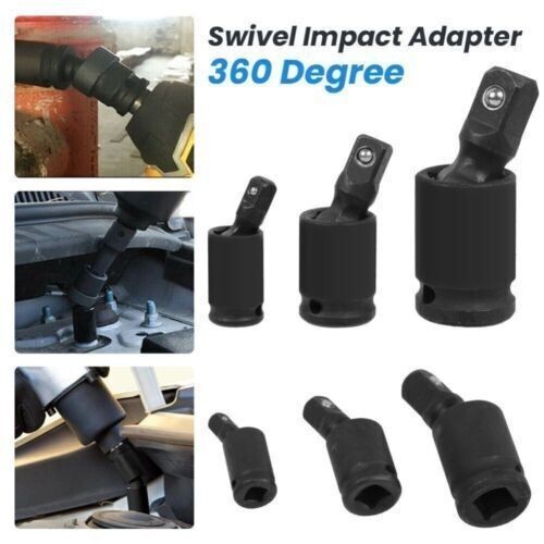 3Pcs 1/4″ 3/8″ 1/2″ Drive Impact Universal Joint Socket Swivel Set Sockets Tool