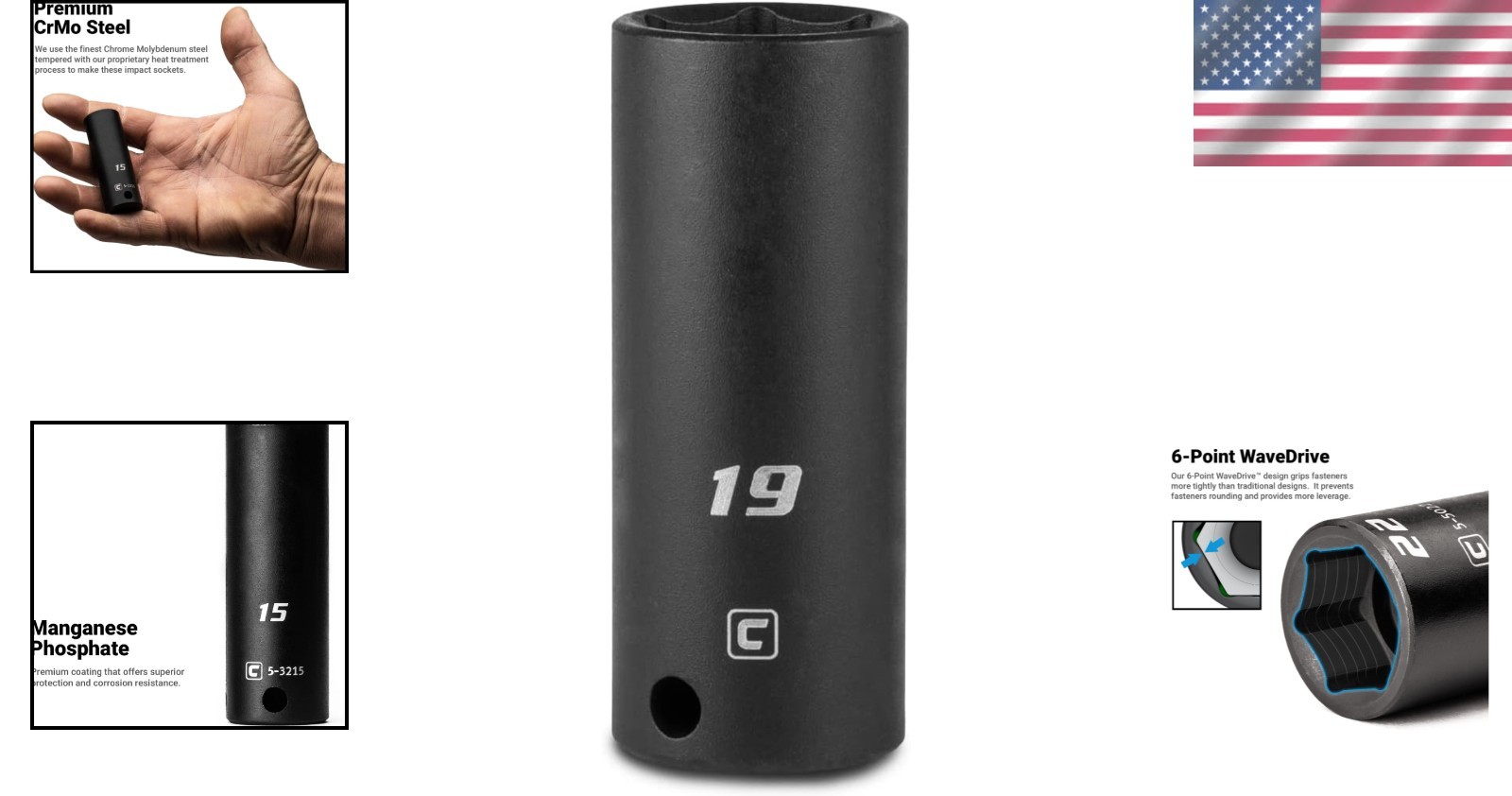 High Torque 19mm Deep Impact Socket – 3/8-Inch Drive, Professional Quality
