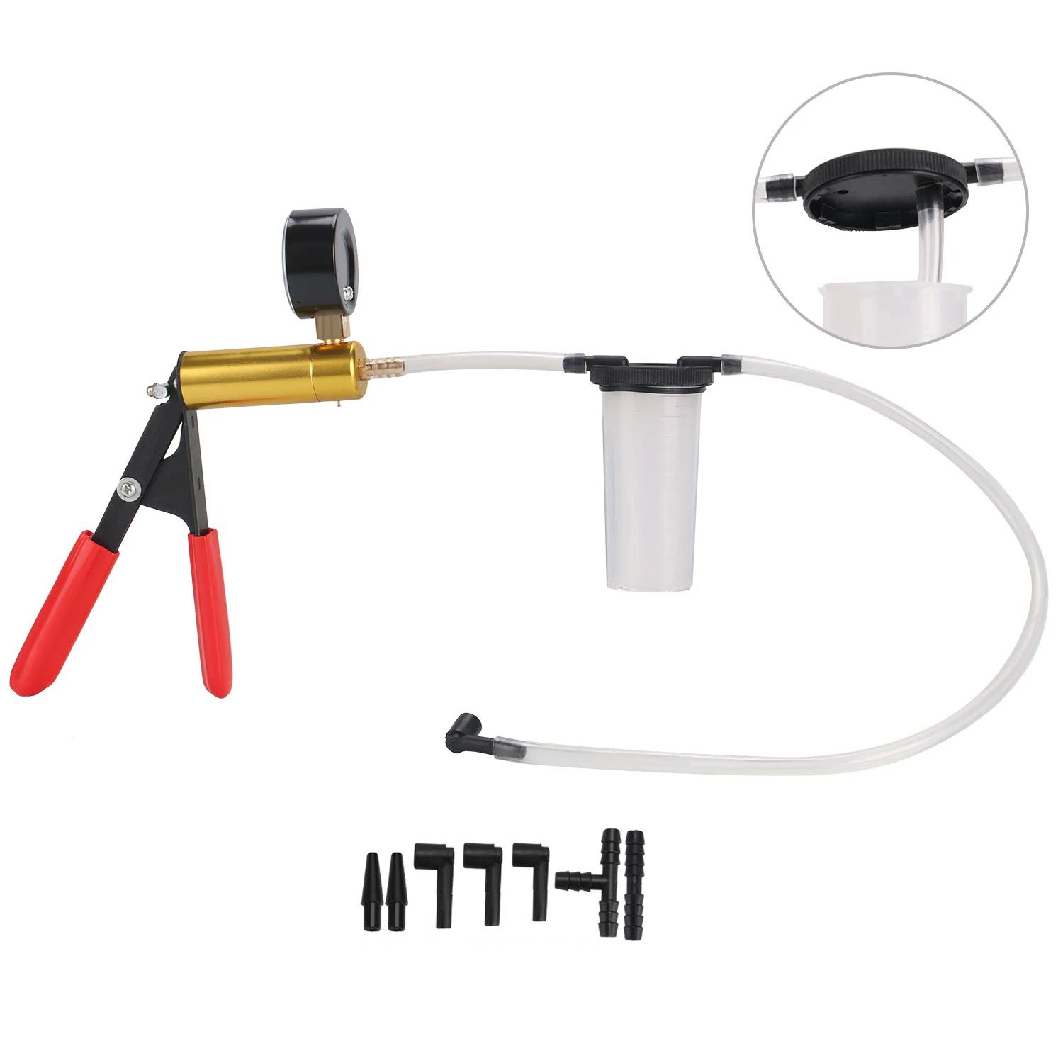 Hand Held Vacuum Pressure Pump Tester Set Brake Fluid Bleeder Bleeding Kit W/Box