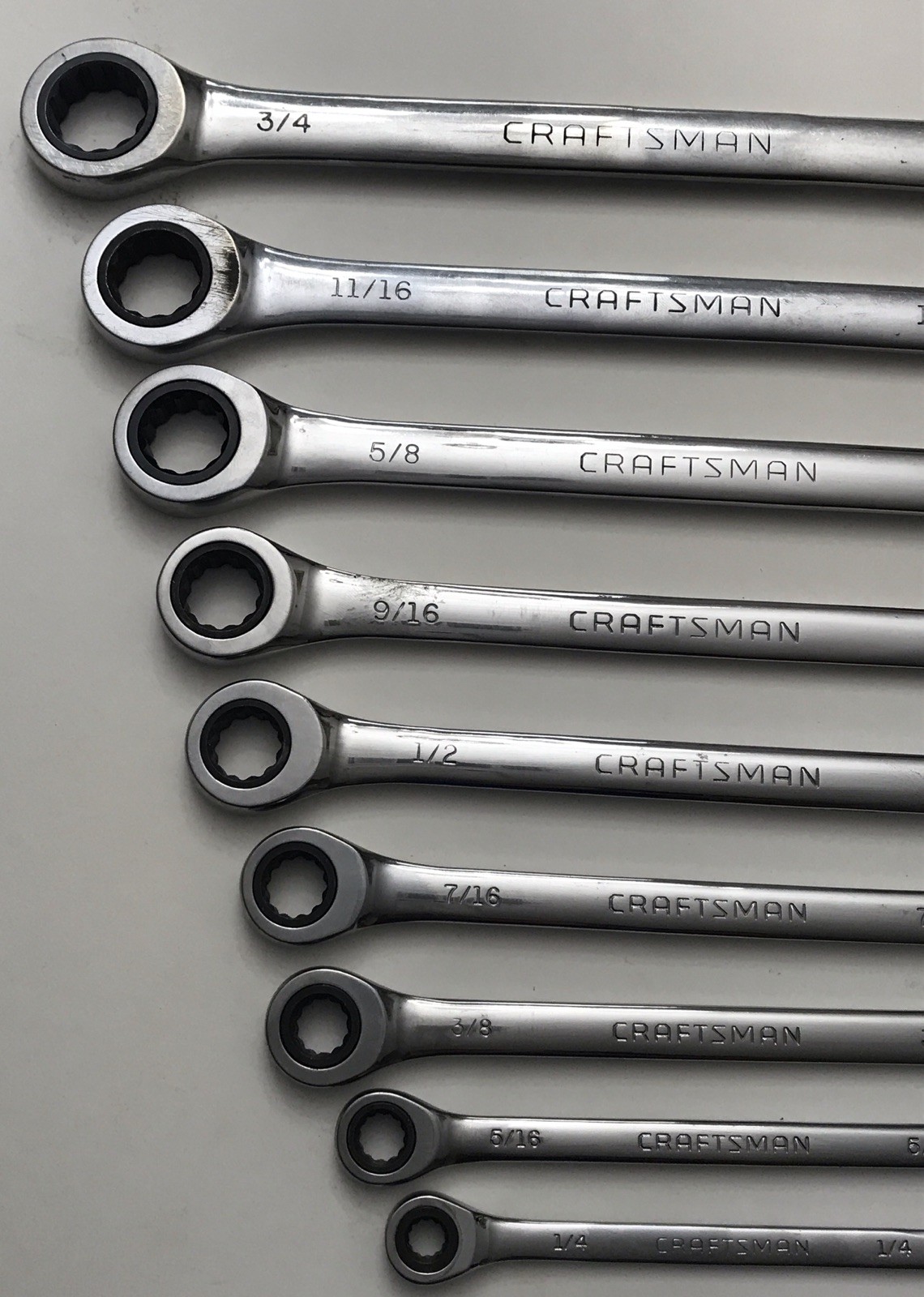 Craftsman Combination Ratchet End Long Wrench Set SAE 3/4″- 1/4” 45660-67, 39230