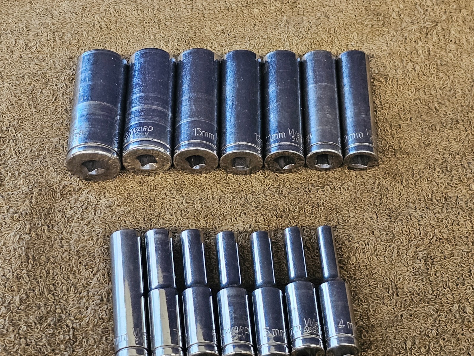 14 Westward Sockets 1/4 Drive Deep Well 15 14 13 12 11 10 9 8 7 6 5.5 Metric Set