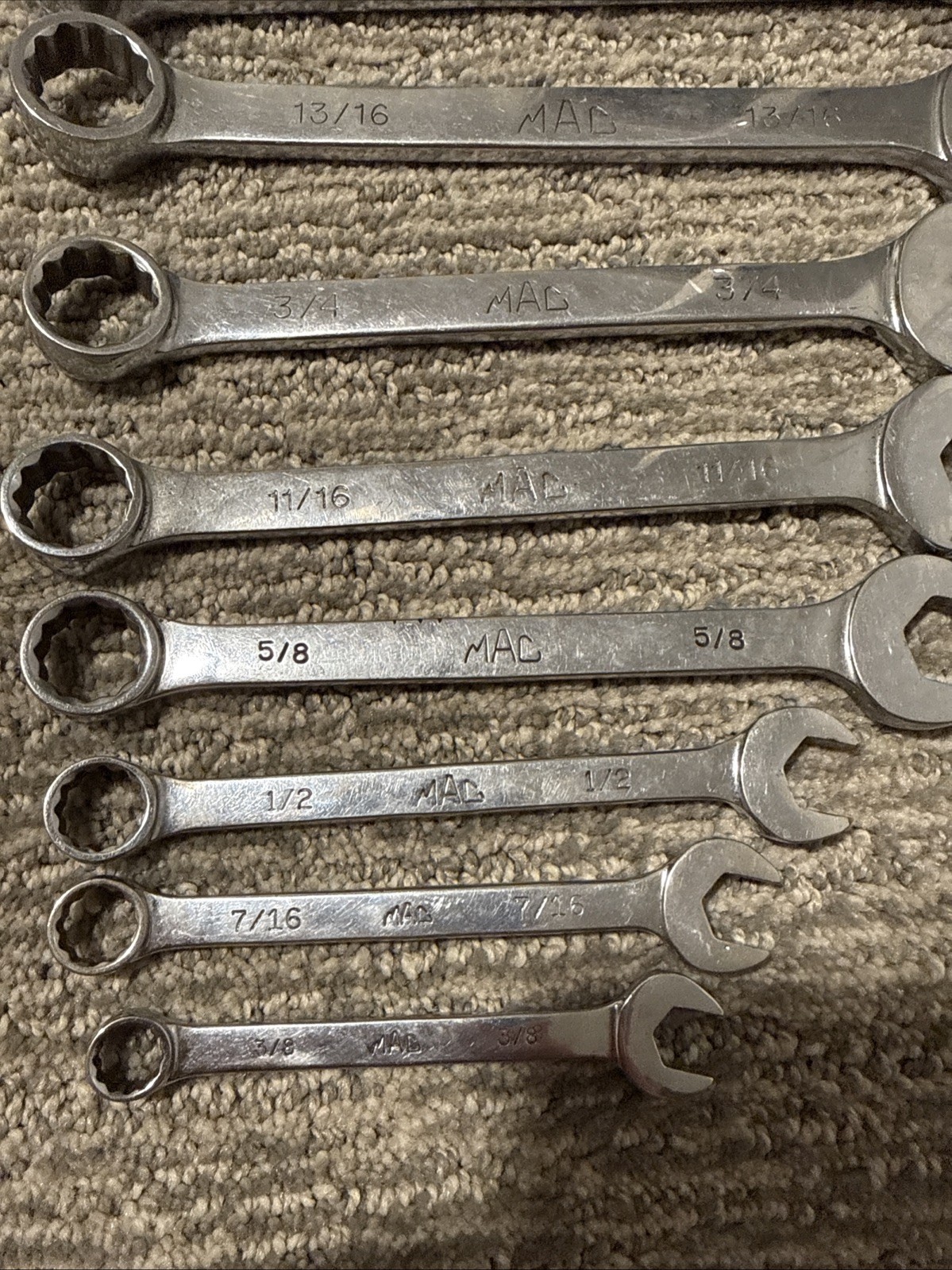 Set of 10 Mac Tools 3/8” – 1” Combination Wrench 12 Point
