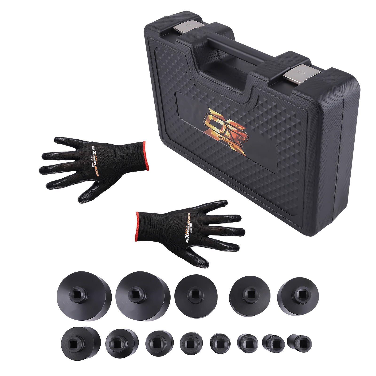 13pcs Grooved Locknut Socket Set 1/2″ dr. Internal Teeth 60mm Long Deep