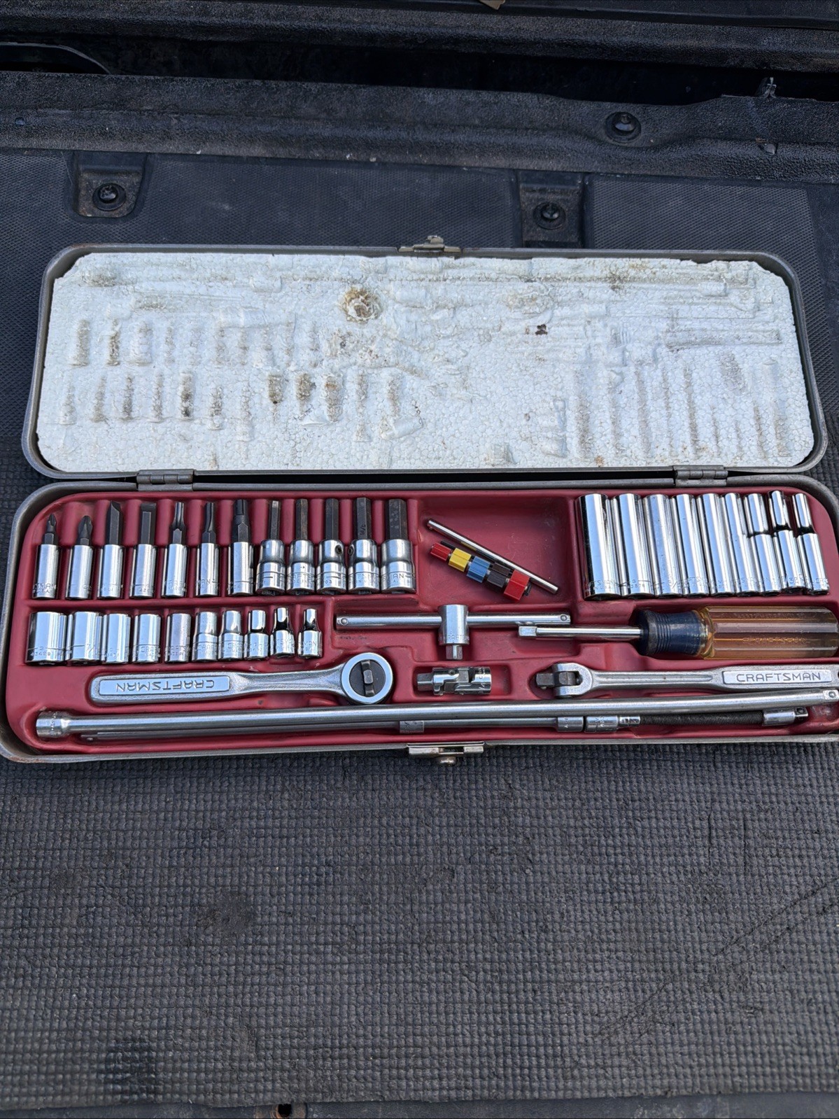 Sears Craftsman 1/4″ Drive 48pc SAE RHFT Socket Set Metal Case USA RARE 44302