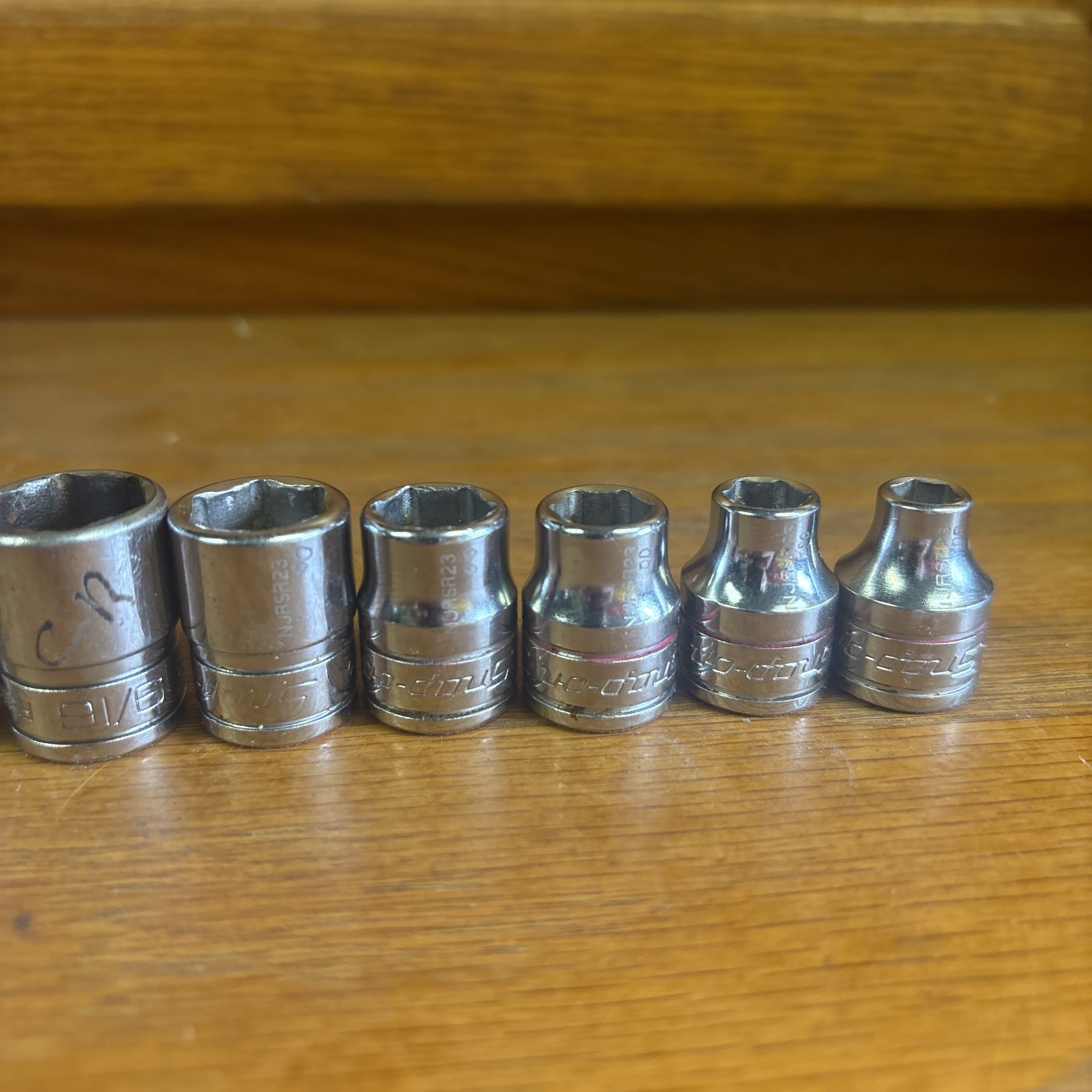 Snap On 3/8″ Drive 10Pc SAE Shallow 6 Pt Chrome Socket 1/4” to 13/16”